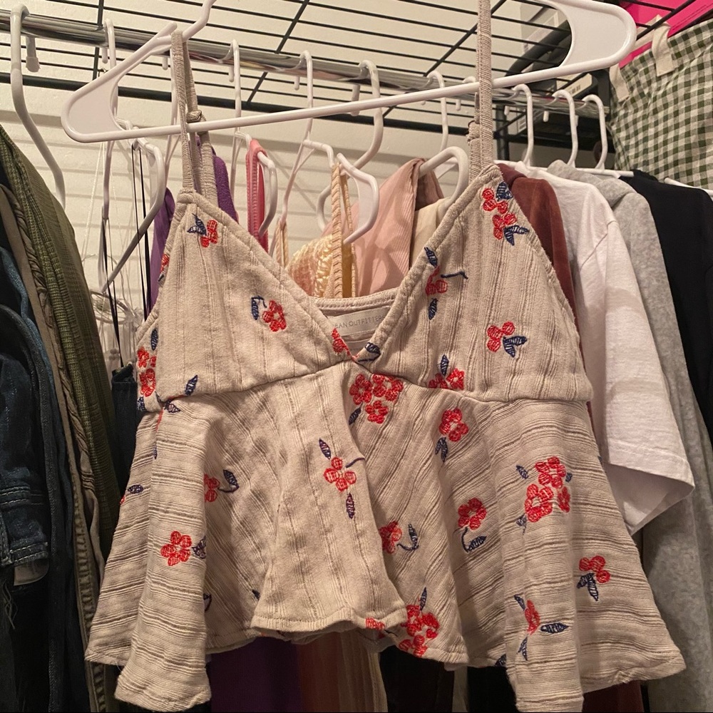 cropped grey peplum tank top